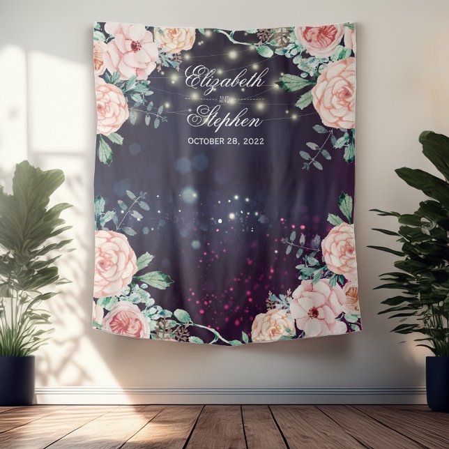 Wedding Photo Booth Backdrop Floral Purple Sparkle (Creator Uploaded)