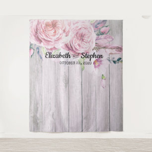 Wedding Photo Booth Backdrop Floral Rustic Wood