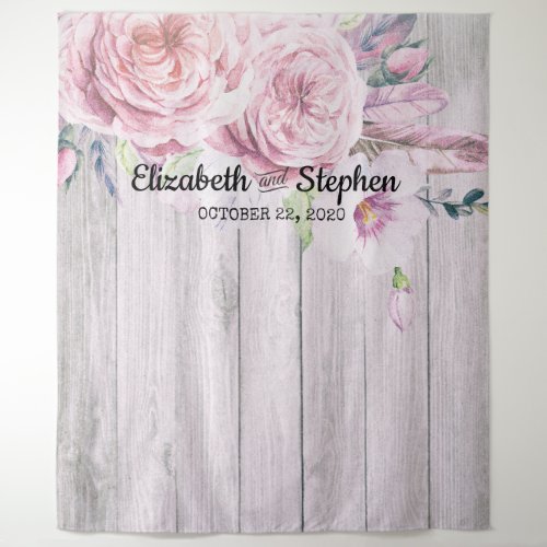 Wedding Photo Booth Backdrop Floral Rustic Wood