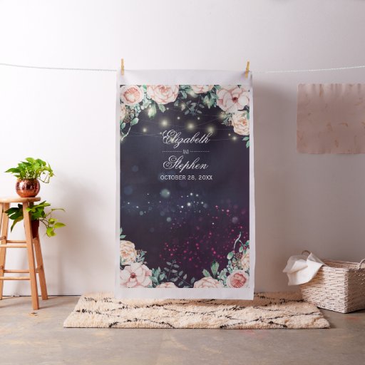 Wedding Photo Booth Backdrop Floral String Lights