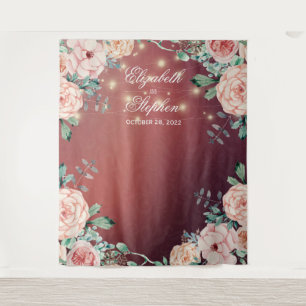 Wedding Photo Booth Backdrop Floral String Lights