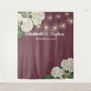 Wedding Photo Booth Backdrop Flowers String Lights