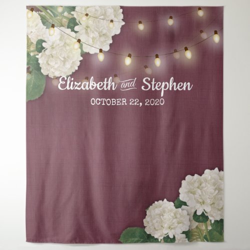 Wedding Photo Booth Backdrop Flowers String Lights