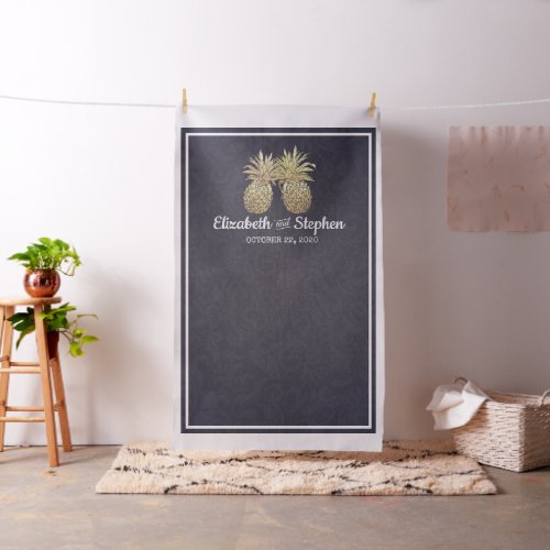 Wedding Photo Booth Backdrop Gold Pineapple Couple