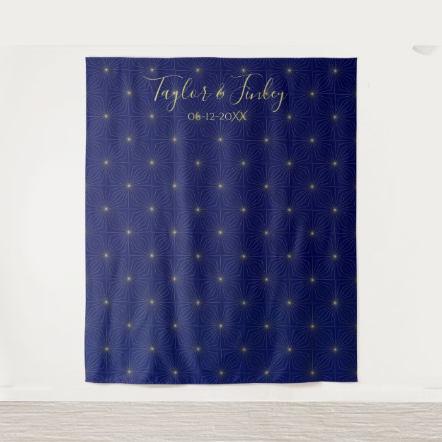 Wedding Photo Booth Backdrop  Navy Starry Night (Front)