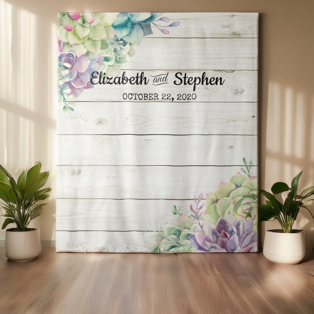Wedding Photo Booth Backdrop Succulent Rustic Wood (Creator Uploaded)