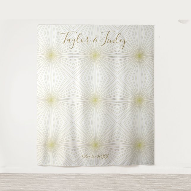 Wedding Photo Booth Backdrop White Gold Deco Light (Front)