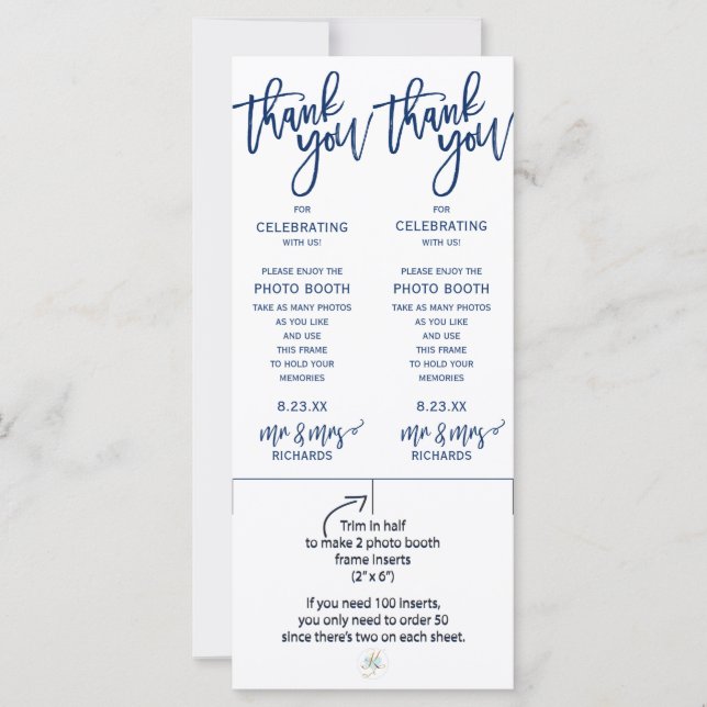 Wedding Photo Booth Frame Inserts - (Navy Blue) (Front)