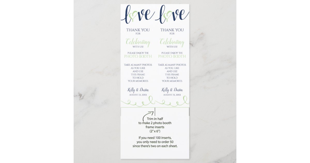 Wedding Photo Booth Frame Inserts Navy Green Zazzle Com