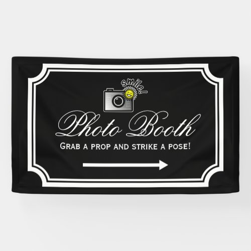 Wedding photo booth sign banner with directions