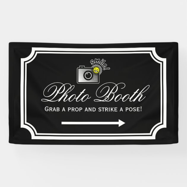 Wedding Photo Booth Sign Banner With Directions