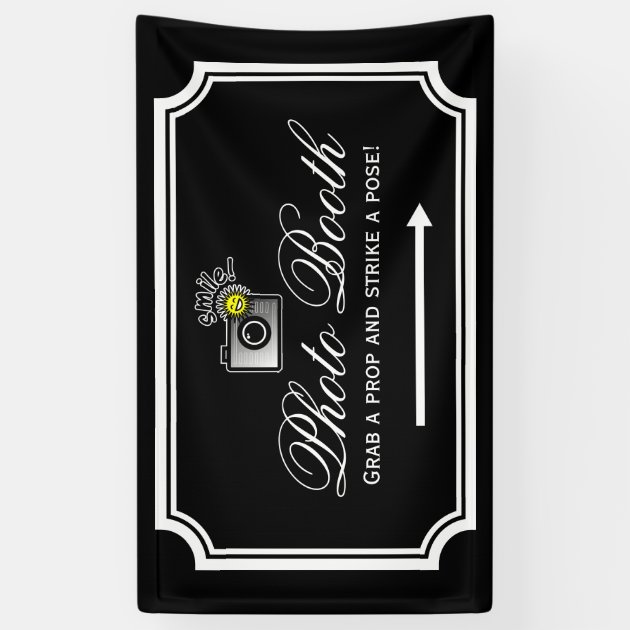 Wedding Photo Booth Sign Banner With Directions