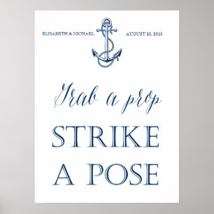 Wedding Photo Booth sign, nautical style Poster