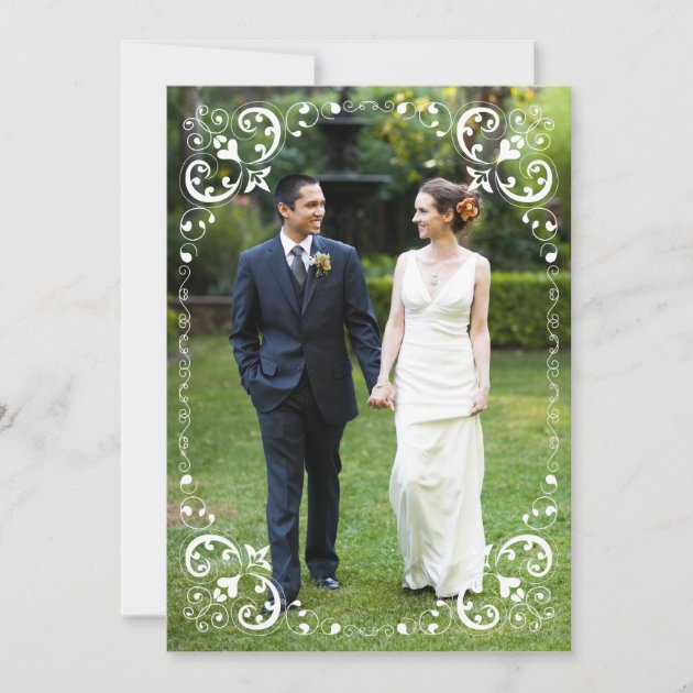 Wedding Photo Border White Scrolls | Thank You