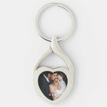 Wedding Photo Bride And Groom Heart Keychain by HappyMemoriesPaperCo at Zazzle