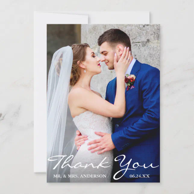 Wedding Photo Bride and Groom Thank You | Zazzle