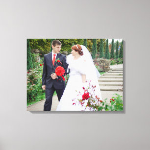 Wedding Photo Bride & Groom Add Date Names Canvas Print