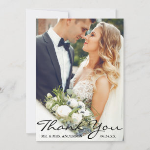 Wedding Photo Bride Groom Script Thank You Card