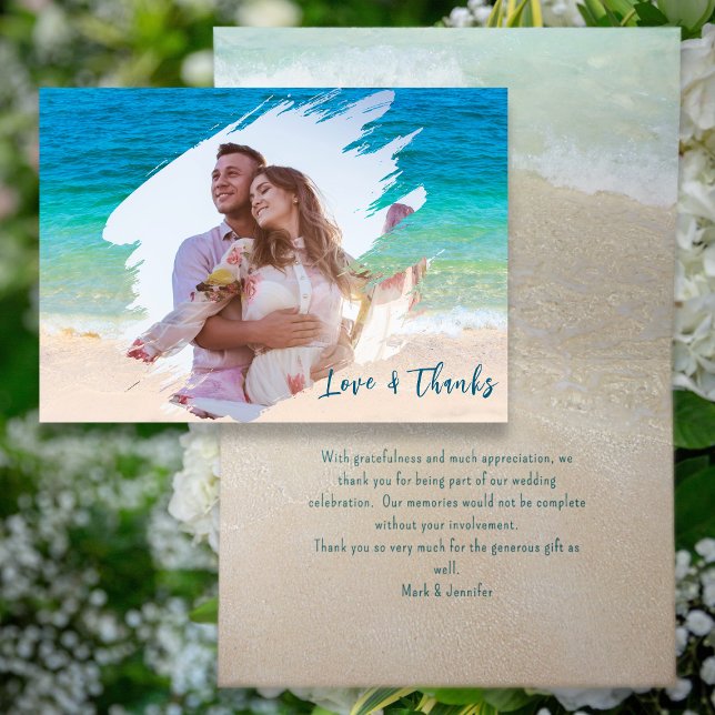 Wedding Photo Brushstroke Template Thank You Cards (Creator Uploaded)
