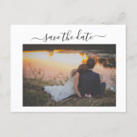 Wedding Photo Calligraphy Budget Save the date Announcement Postcard