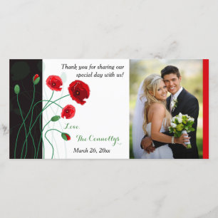 Wedding Photo Card Red Poppies