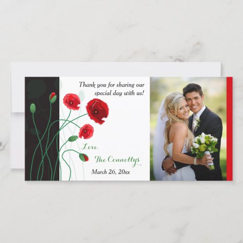 Wedding Photo Card  Red Poppies