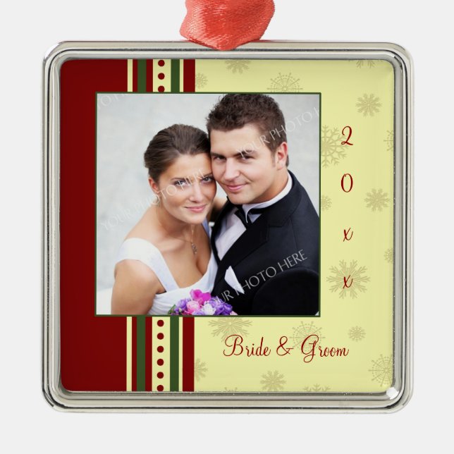 Wedding Photo Christmas Ornament (Front)