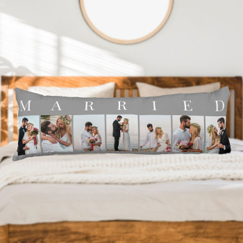 Wedding Photo Collage 7 Picture Grey White Married Body Pillow by darlingandmay at Zazzle