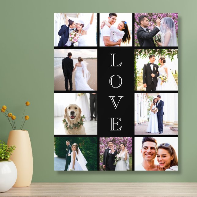 Wedding Photo Collage Black Acrylic Photo Tile (Creator Uploaded)