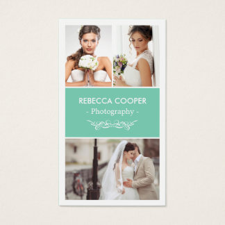 Wedding Photo Collage Elegant Clean Photography Business Card