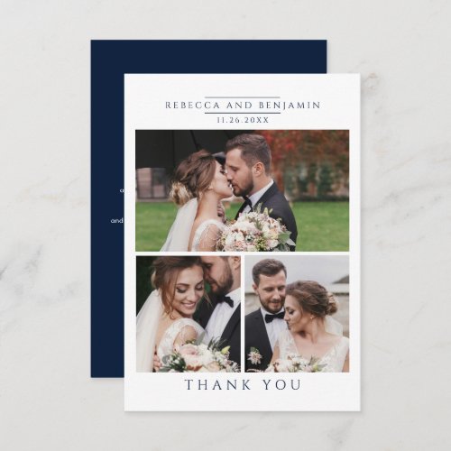 Wedding Photo Collage Elegant Thank You Card