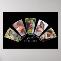 Wedding Photo Collage Fan Shape Custom Name Black