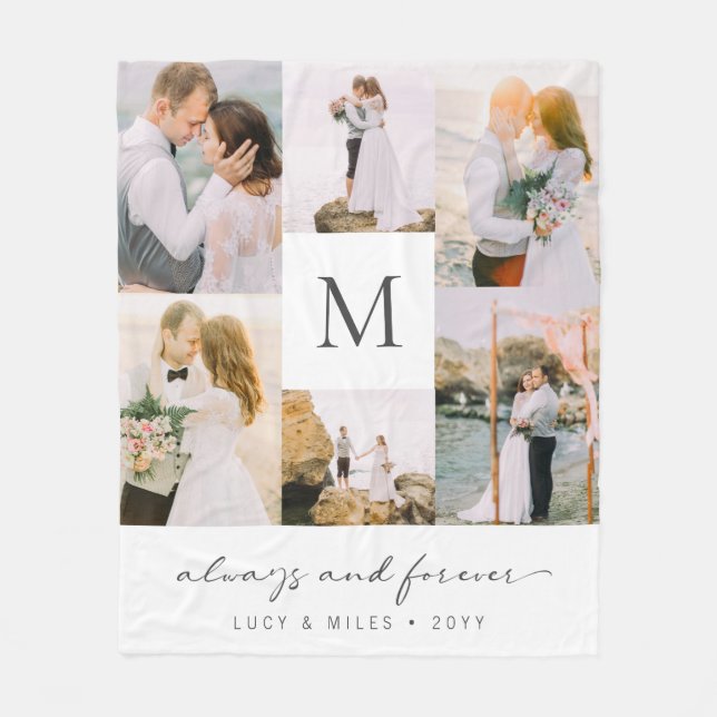 Wedding Photo Collage Fleece Blanket (Front)