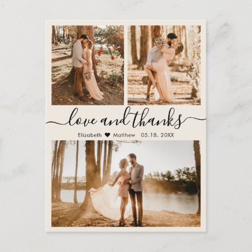 Wedding Photo Collage Love and Thanks Thank You Po Postcard