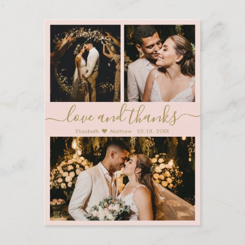 Wedding Photo Collage Love and Thanks Thank You Postcard