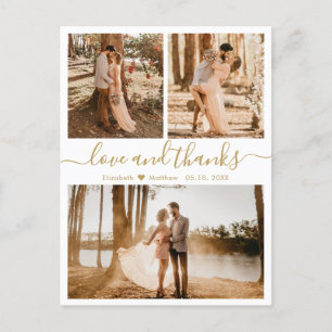 Wedding Photo Collage Love and Thanks Thank You Postcard