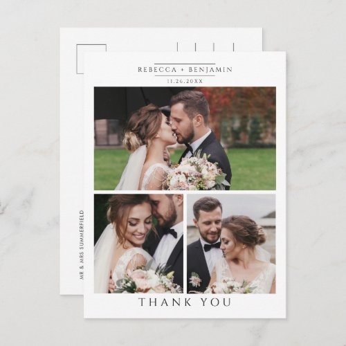 Wedding Photo Collage Minimalist Thank You Postcard