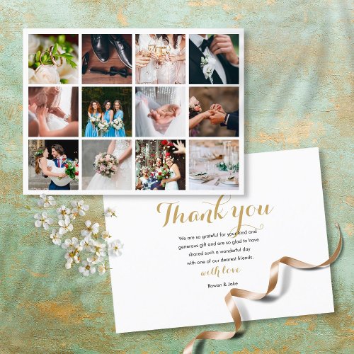 Wedding Photo Collage Modern Elegant Thank You Announcement Postcard