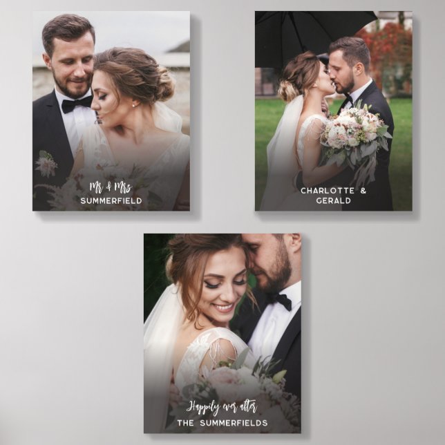 Wedding Photo Collage Modern Personalized Acrylic Photo Tile (Front Set)