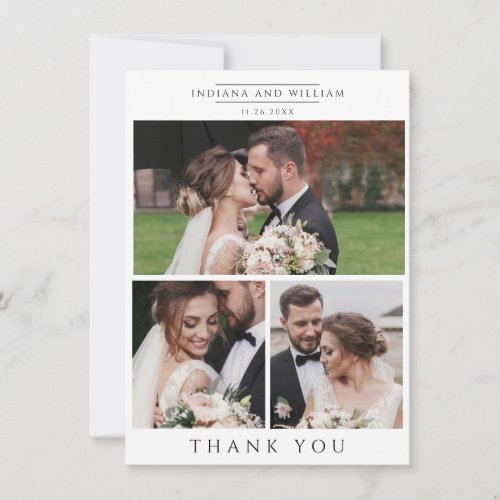 Wedding Photo Collage Modern Thank You Card