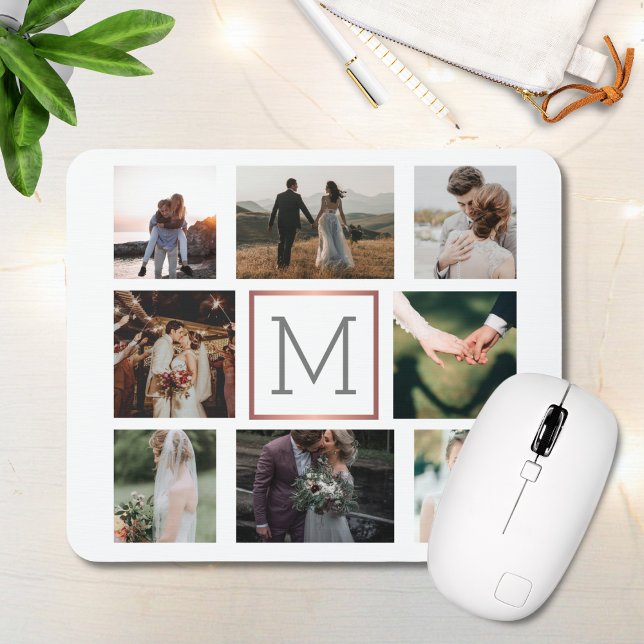 Wedding Photo Collage Monogram Mouse Pad (Creator Uploaded)