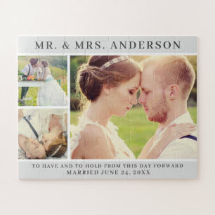 Wedding Photo Collage Mr and Mrs Monogram Jigsaw Puzzle