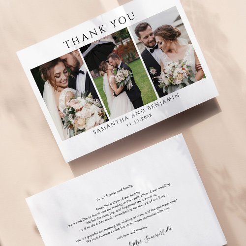 Wedding Photo Collage Mr and Mrs Thank You Note Card