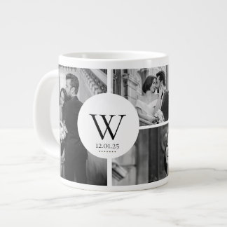 Wedding Photo Collage Mug with Initial & Date