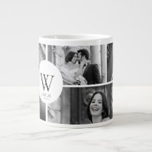Wedding Photo Collage Mug with Initial & Date