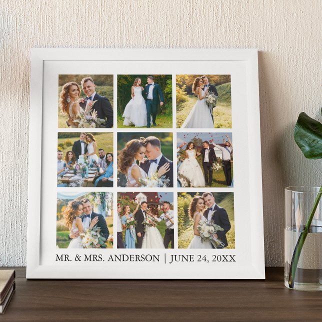 Wedding Photo Collage Peel And Stick Photo Tile (Customize to change text size or text style.)