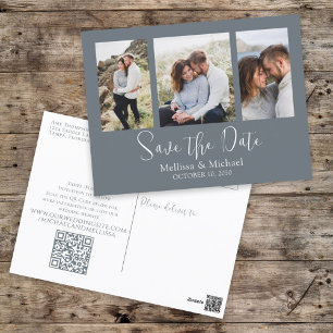 Wedding Photo Collage Save the Date Script Postcard