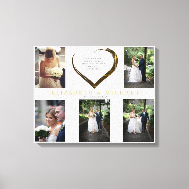 Wedding Photo Collage Simple Heart Quote Canvas Print (Front)