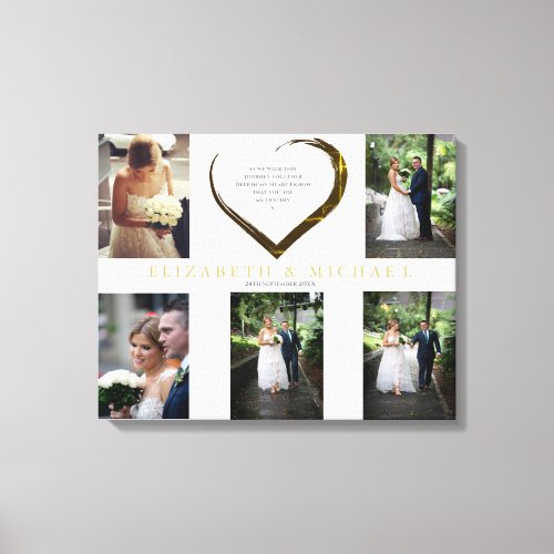 Wedding Photo Collage Simple Heart Quote Canvas Print