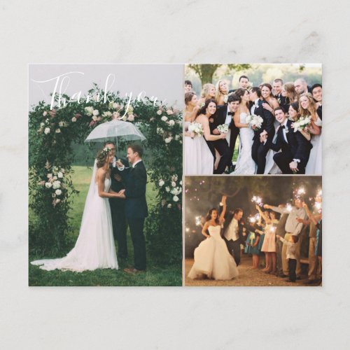 Wedding Photo Collage Thank You Blank Back Postcard